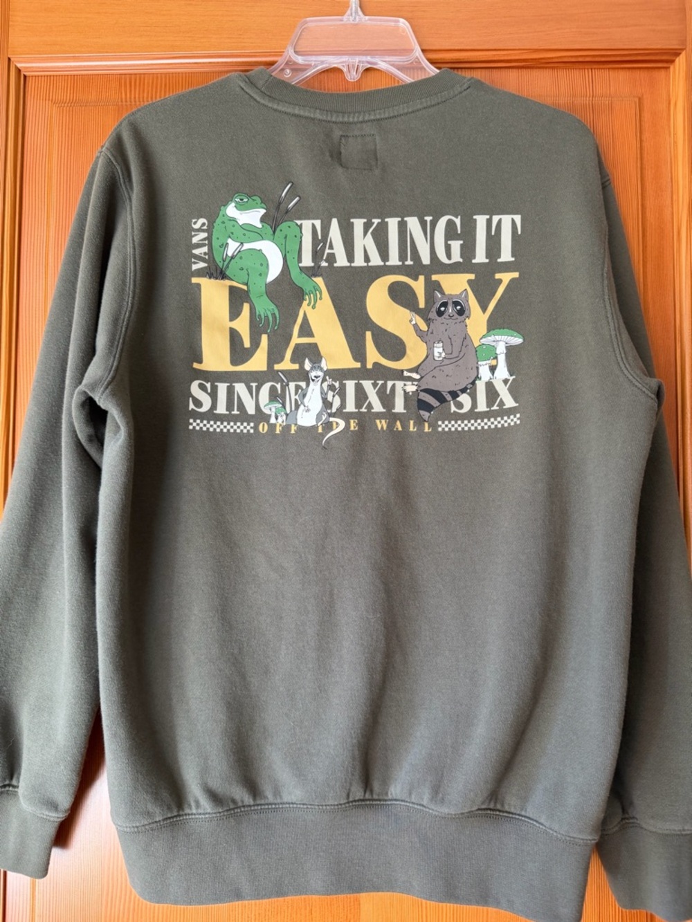 Vans Olive Crewneck Sweatshirt Graphic Skate Streetwear Size Small